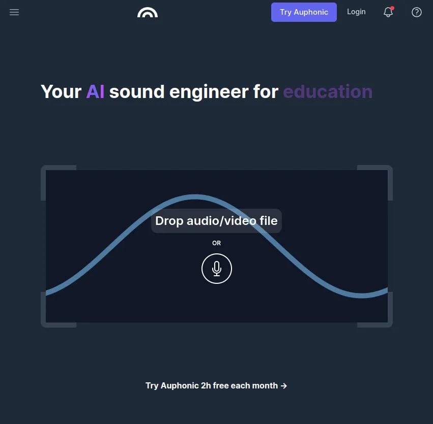 Screenshot of app Auphonic : Auphonic, l'outil de production audio en ligne, vous permet d'atteindre une qualité professionnelle. Connectez les outils et créez un son parfait en quelques clics!