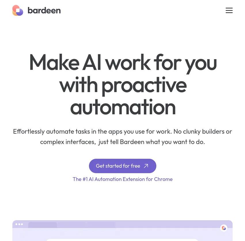 Automatisez vos tâches répétitives avec Bardeen. Un simple prompt suffit pour déléguer les tâches ennuyeuses à l'IA, sans interfaces complexes. Boostez votre productivité dès maintenant!