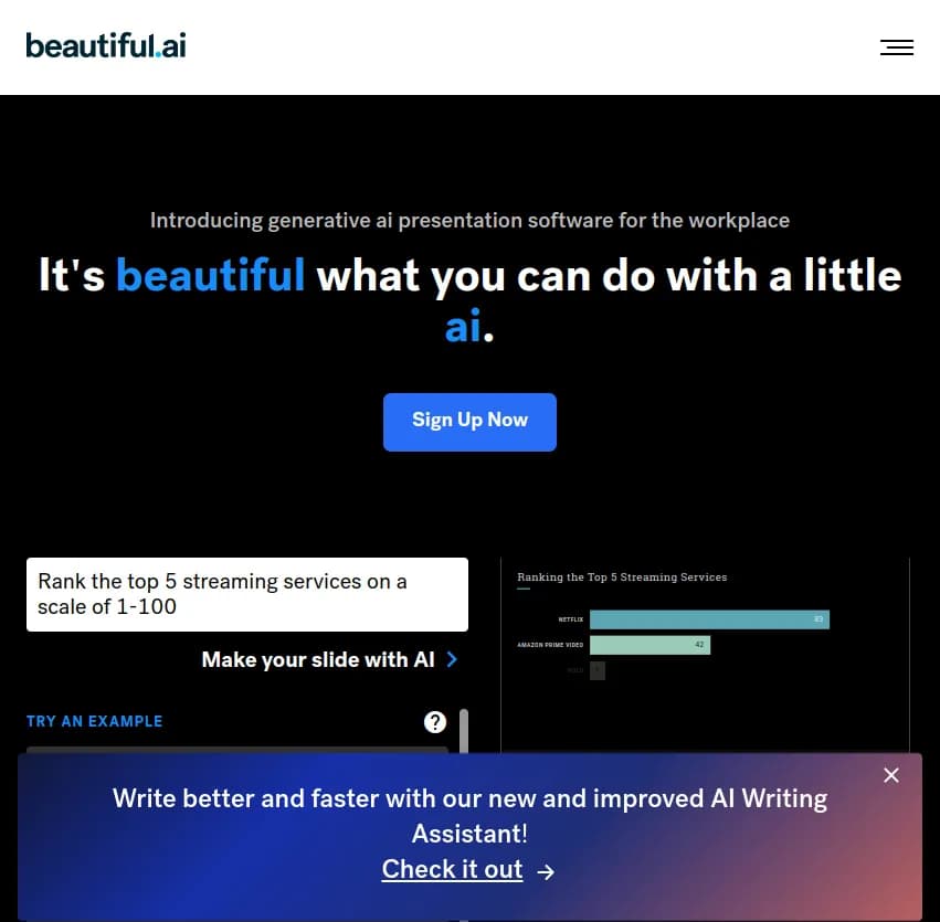 Screenshot of app Beautiful : Donnez un coup de pouce à vos présentations avec Beautiful, l'outil qui transforme vos idées en diaporamas captivants grâce à des modèles intelligents et modernes. Impression assure!