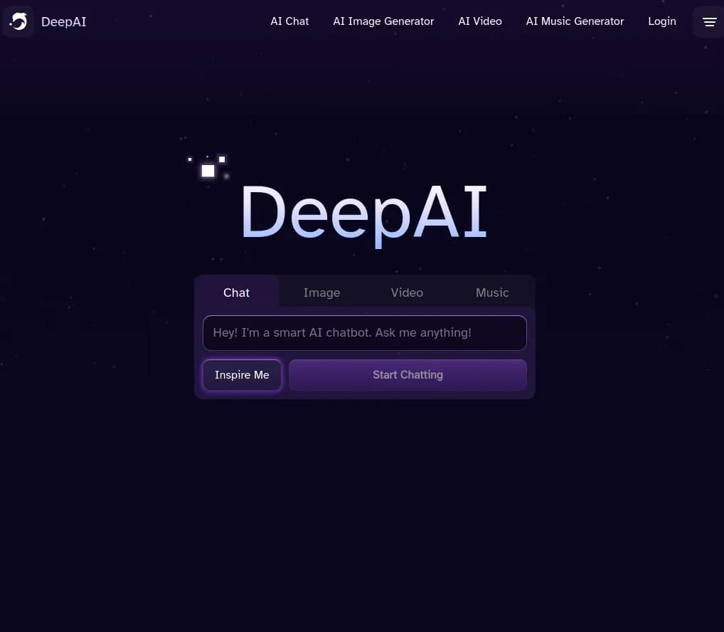 Screenshot of app Deep AI : Découvrez DeepAI, la plateforme AI créative : générateur d'images, vidéos, musiques et chat avec des personnages virtuels.