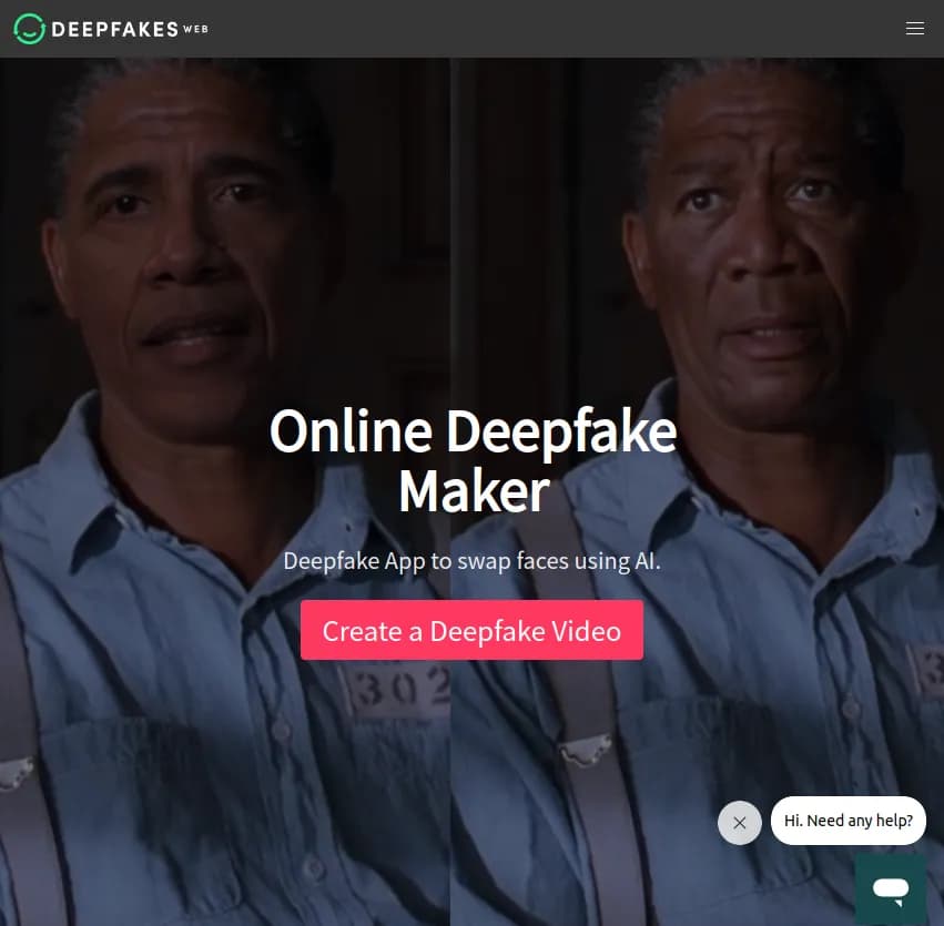 Screenshot of app Deep Fakes Web : Découvrez DeepFakes Web, l'outil ultime pour transformer votre créativité avec l'IA. Créez des deepfakes de qualité en un rien de temps, à partir de 15€. Essayez-le maintenant !