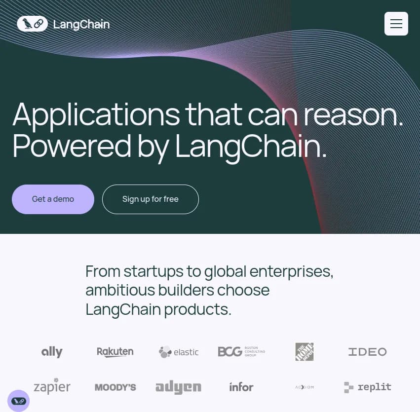 Screenshot of app Lang Chain : Découvrez LangChain : solutions complètes pour développer, déployer et gérer des applications d'IA générative. Outils innovants pour startups et grandes entreprises.