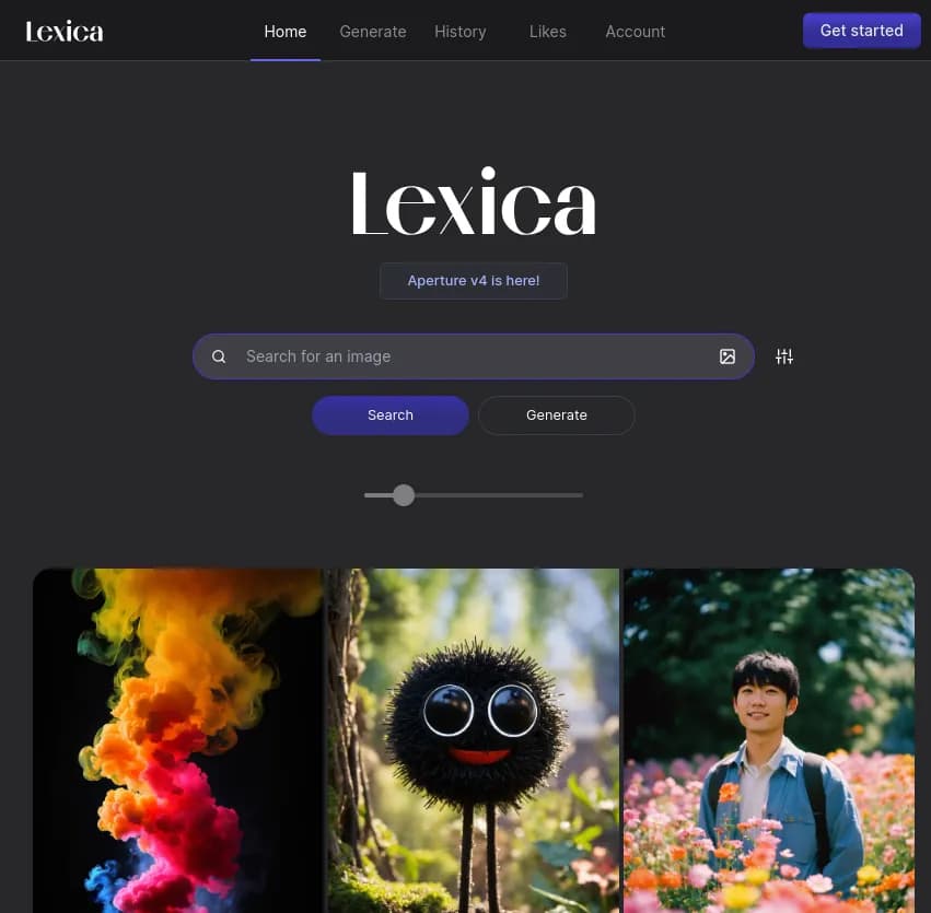 Screenshot of app Lexica : Découvrez Lexica, le générateur d'images IA ultime. Connectez les outils, apportez des précisions et inventez tout ! Créez des visuels époustouflants en un clin d'œil.