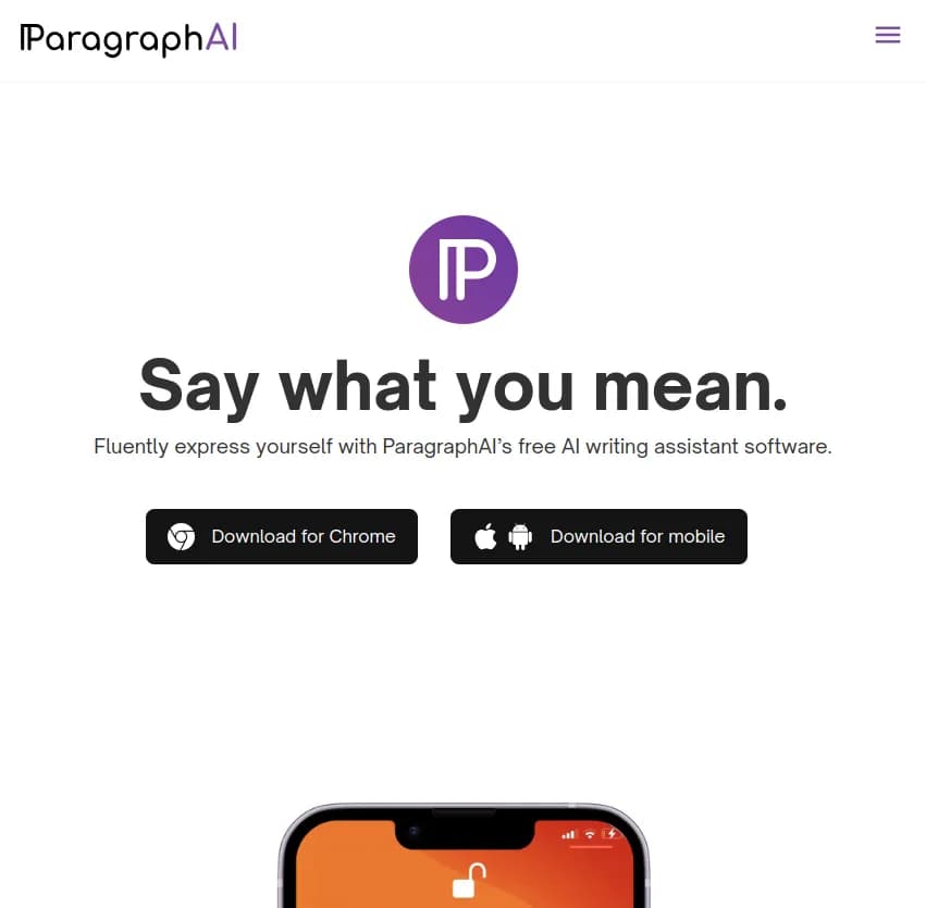 Screenshot of app Paragraph AI : Exprimez-vous avec aisance grâce à ParagraphAI, l'assistant d'écriture IA gratuit. Connectez vos outils, ajoutez des précisions, et inventez tout ce que vous voulez !