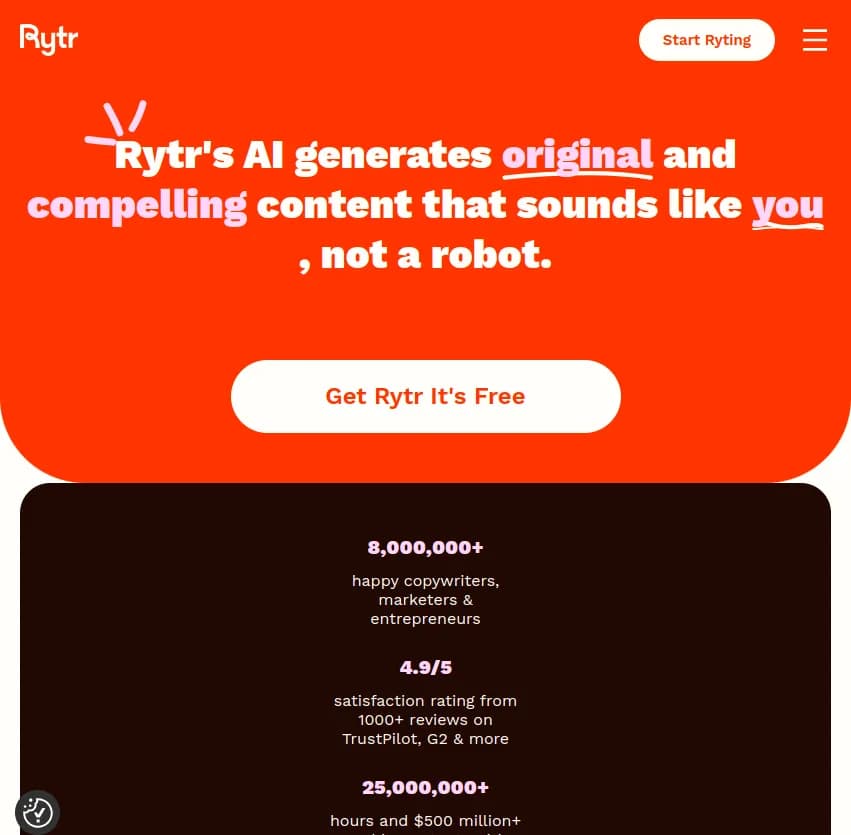 Rytr : utilisez l'IA pour créer du contenu unique et captivant comme si c'était vous, pas un robot. Connectez des outils pour une innovation sans limites avec des textes attrayants.