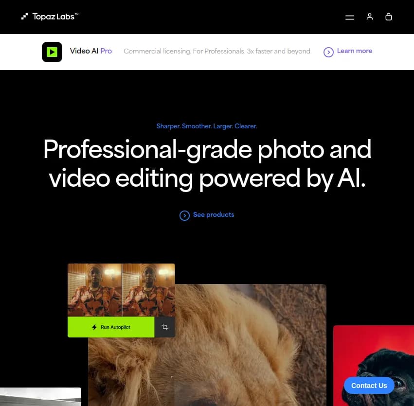 Screenshot of app Topaz Labs : Découvrez l'édition photo et vidéo de qualité professionnelle avec Topaz Labs, boostée par l'IA. Créez, innovez et transformez vos contenus en chef-d'œuvre !