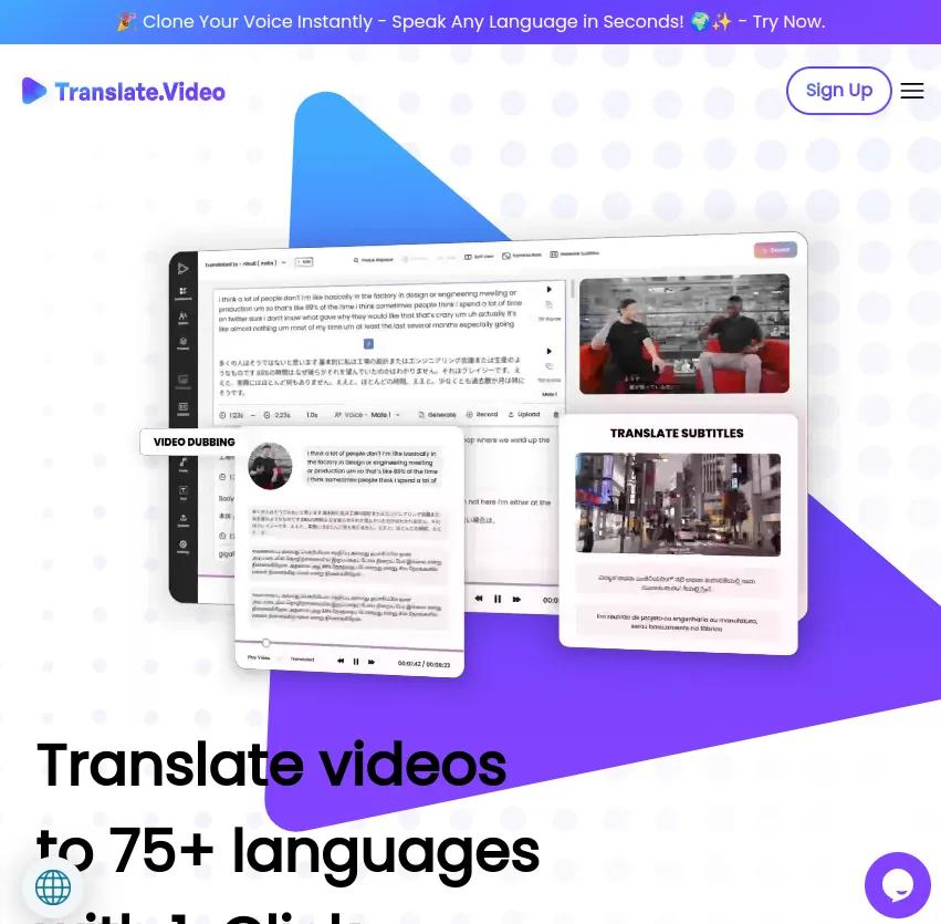 Screenshot of app Translate Video : Transformez vos vidéos en un clin d'œil ! Avec Translate Video, traduisez et sous-titrez 100x plus vite, créez des avatars et révolutionnez votre contenu sans attendre.