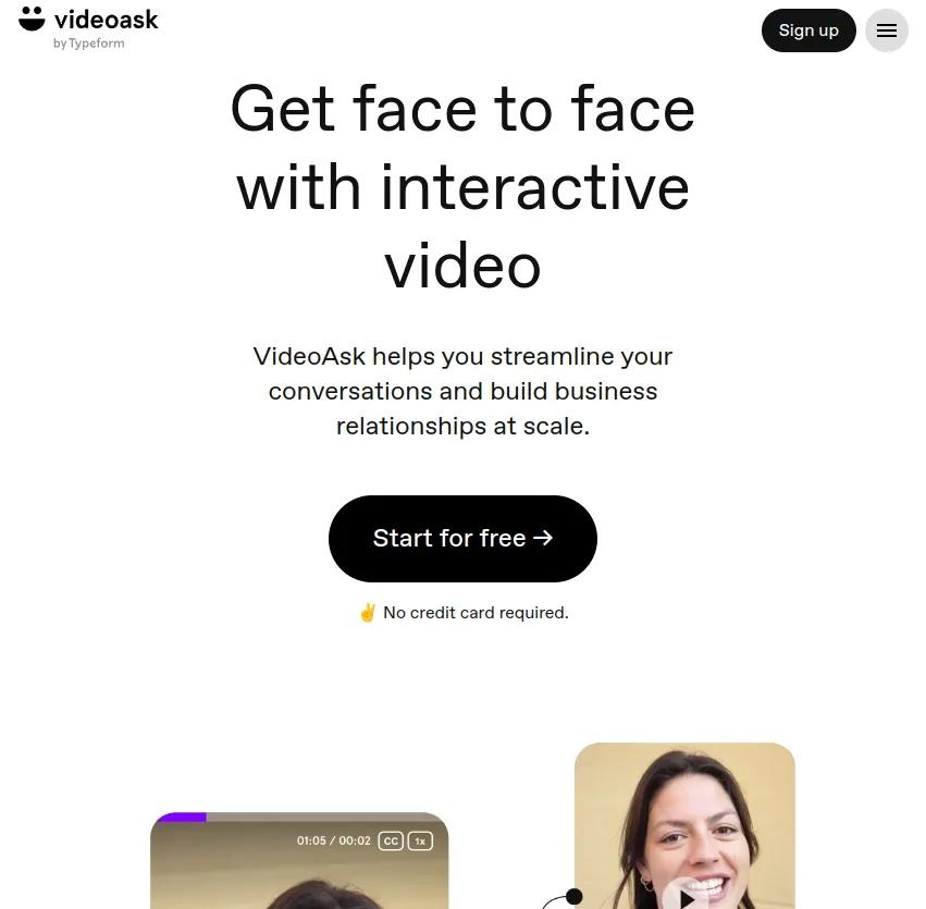 Screenshot of app Video Ask : Découvrez VideoAsk, l'outil interactif pour des échanges en vidéo personnalisés et engageants. Simplifiez vos conversations et développez vos relations professionnelles à grande échelle.