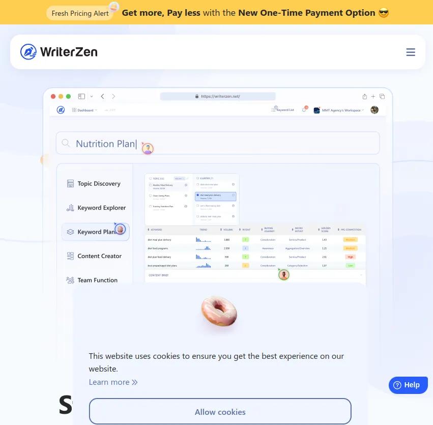 Screenshot of app Writer Zen : Optimisez votre contenu avec Writer Zen : toutes les solutions dont vous avez besoin pour capturer la demande, de la recherche à la création en équipe. Augmentez votre classement Google dès aujourd'hui.