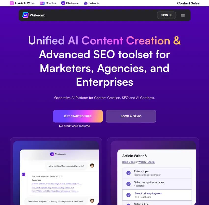 Découvrez Writesonic, la plateforme IA révolutionnaire pour créer du contenu captivant, optimiser votre SEO et animer vos chatbots. Boostez votre visibilité et engagez votre audience dès maintenant !