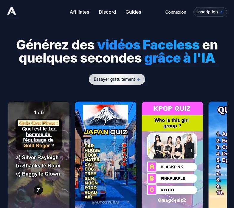 Découvrez AutoStud, l'application IA pour créer facilement des vidéos uniques et engageantes avec un vaste choix de contenus et de langues.