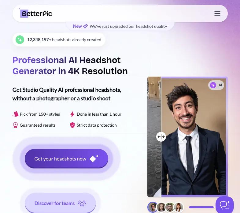 "Découvrez BetterPic, l'application innovante pour des portraits professionnels 4K. Transformez vos selfies en images de qualité. Essayez aujourd'hui!"