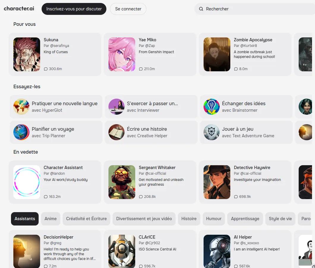 Screenshot of app Character AI : Découvrez character.ai, l'IA révolutionnaire qui anticipe vos besoins et interagit comme un ami. Transformez votre quotidien avec une technologie!