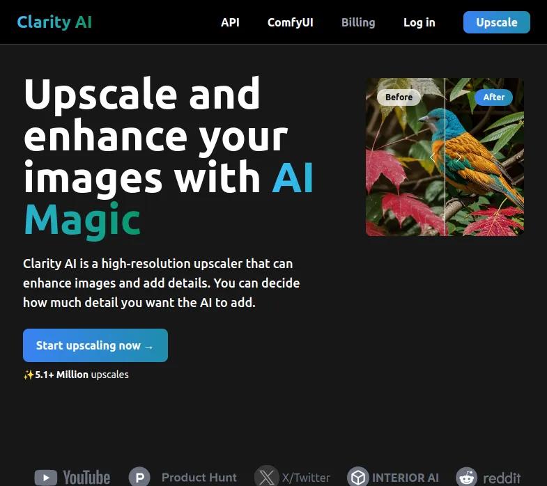 Découvrez Clarity AI, l'outil d'upscaling révolutionnaire, pour transformer vos images en chefs-d'œuvre. Révélez le potentiel étonnant de vos photos. 