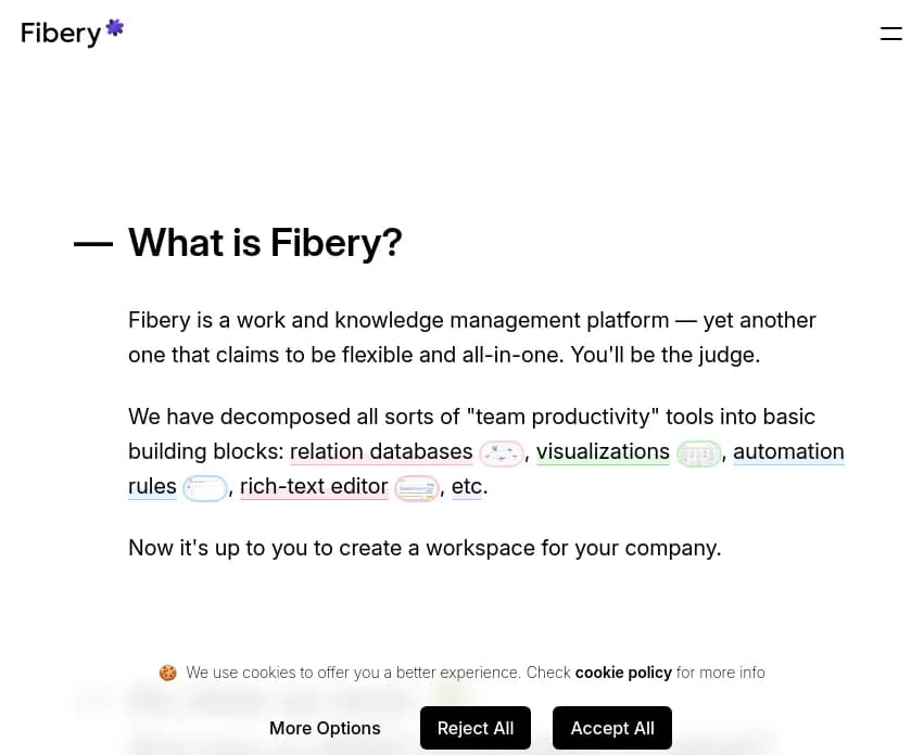 Screenshot of app FIbery AI : Découvrez Fibery, la plateforme primée qui centralise feedbacks, priorise développements et harmonise projets. Transformez votre processus de développement produit
