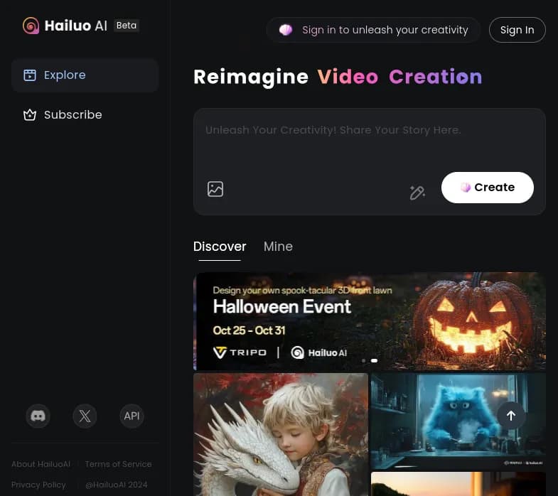 Screenshot of app Hailuo AI : "Découvrez Hailuo AI Video - Votre solution pour une création vidéo facilitée et de haute qualité grâce à l'IA. Commencez maintenant!"