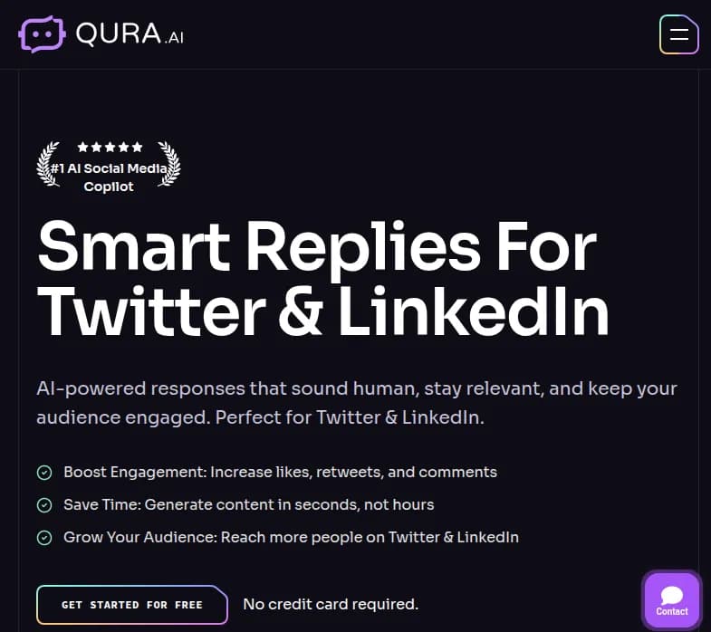 Screenshot of app Qura AI : "Découvrez Qura AI, l'outil révolutionnaire pour gérer vos réseaux sociaux. Économisez du temps, boostez votre engagement et faites rayonner votre présence en ligne !"