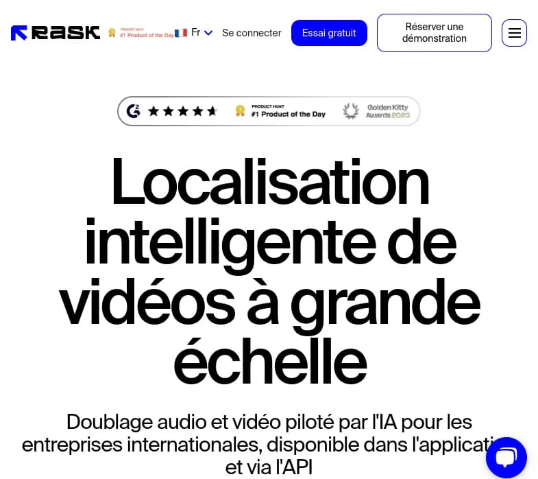 Screenshot of app Rask AI : Découvrez Rask AI pour une localisation de contenu audio et vidéo efficace dans +130 langues. Automatisation rapide et clonage vocal unique. Essayez-le aujourd'hui!