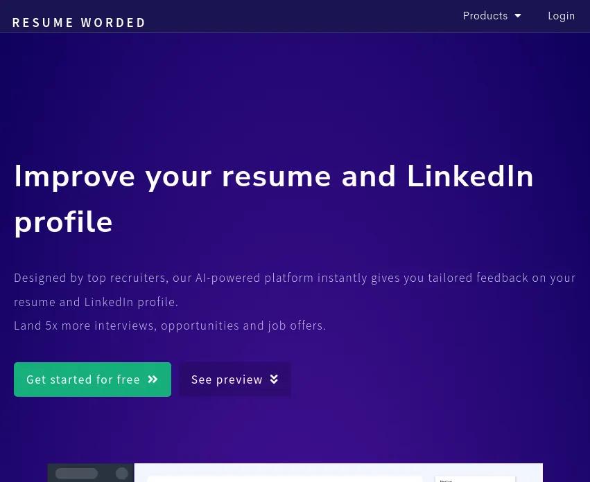 Préparez votre carrière avec Resume Worded : un outil révolutionnaire qui optimise CV et profil LinkedIn pour multiplier vos chances de décrocher des entretiens!