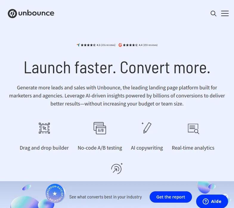 Découvrez Unbounce, la plateforme leader pour des pages de destination performantes. Boostez vos campagnes AI