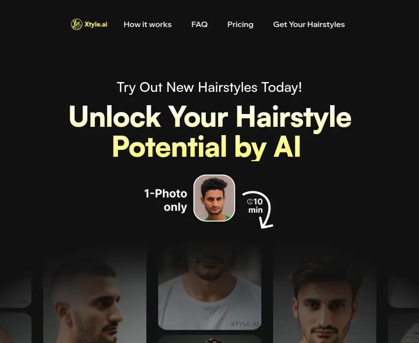 Screenshot of app Xtyle AI : Voici Xtyle AI, l'app innovante qui utilise l'IA pour trouver votre coiffure idéale. Visualisez, partagez le résultat. Réinventez votre style aujourd'hui !