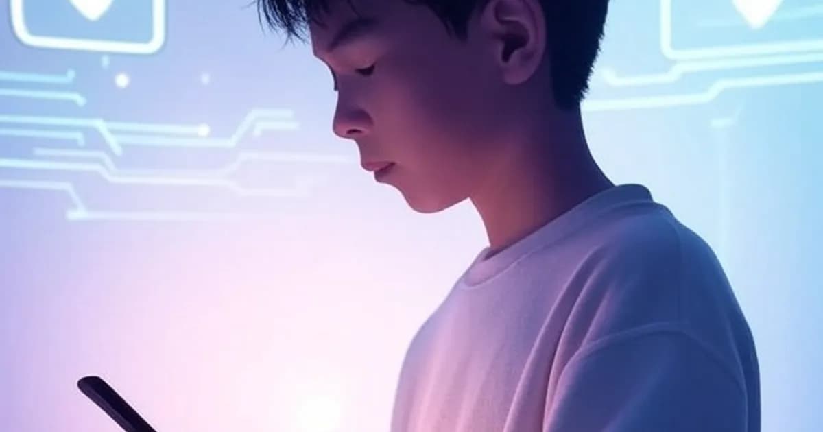 Jeune personne utilisant l'intelligence artificielle sur smartphone pour analyser ses relations amoureuses