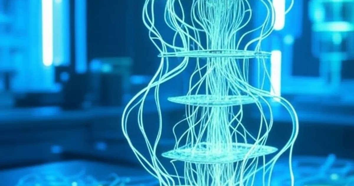 Représentation visuelle de la convergence entre IA et calcul quantique avec circuits lumineux