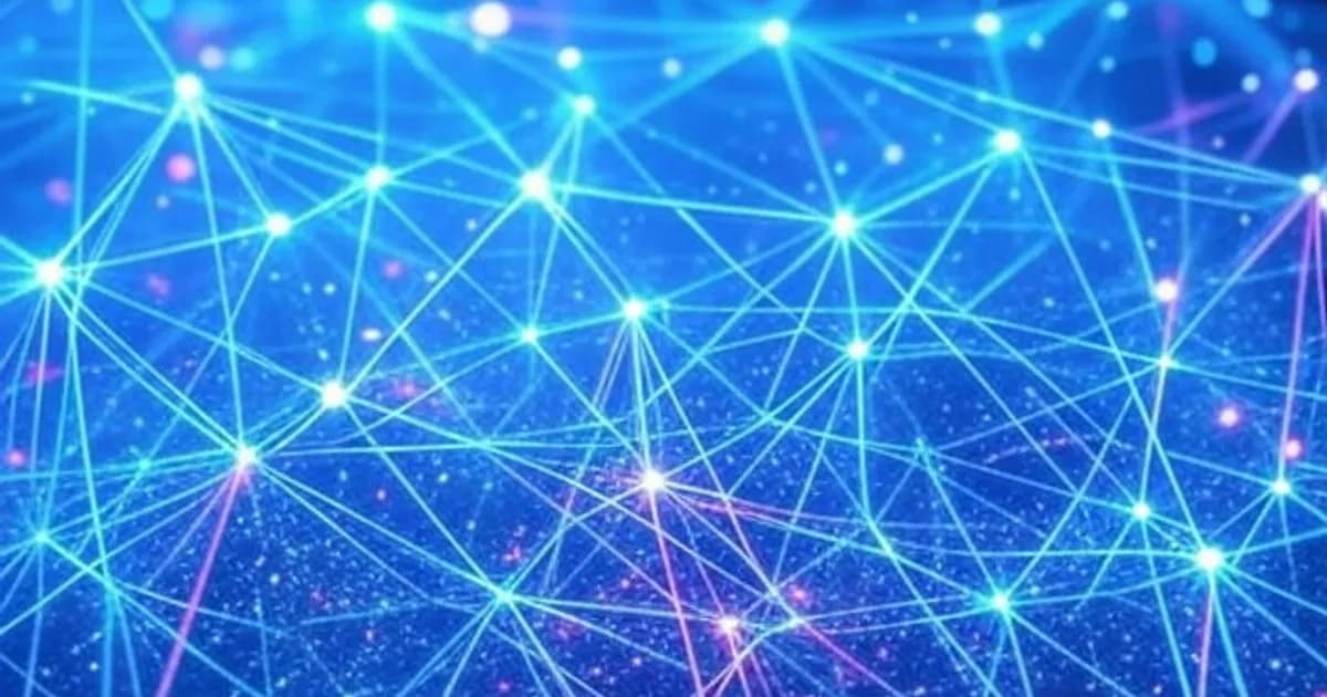 Réseau neuronal lumineux aux connexions néon flottant dans un environnement numérique abstrait